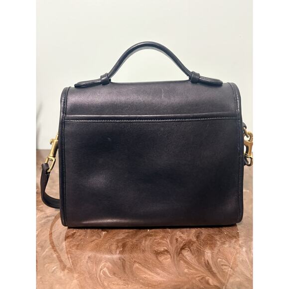Vintage Coach Black Leather Court Bag Satchel Crossbody 9870 - Picture 6 of 16